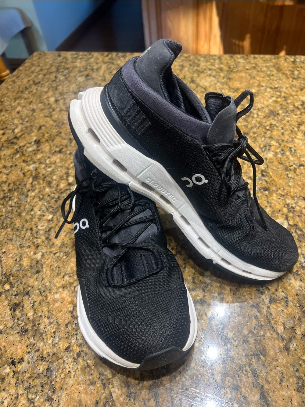 On Cloud Running  Black Athletic Sneakers with White Midsoles